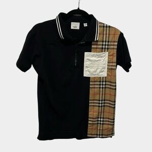 Burberry Black Polo with Beige Vintage Check Panel